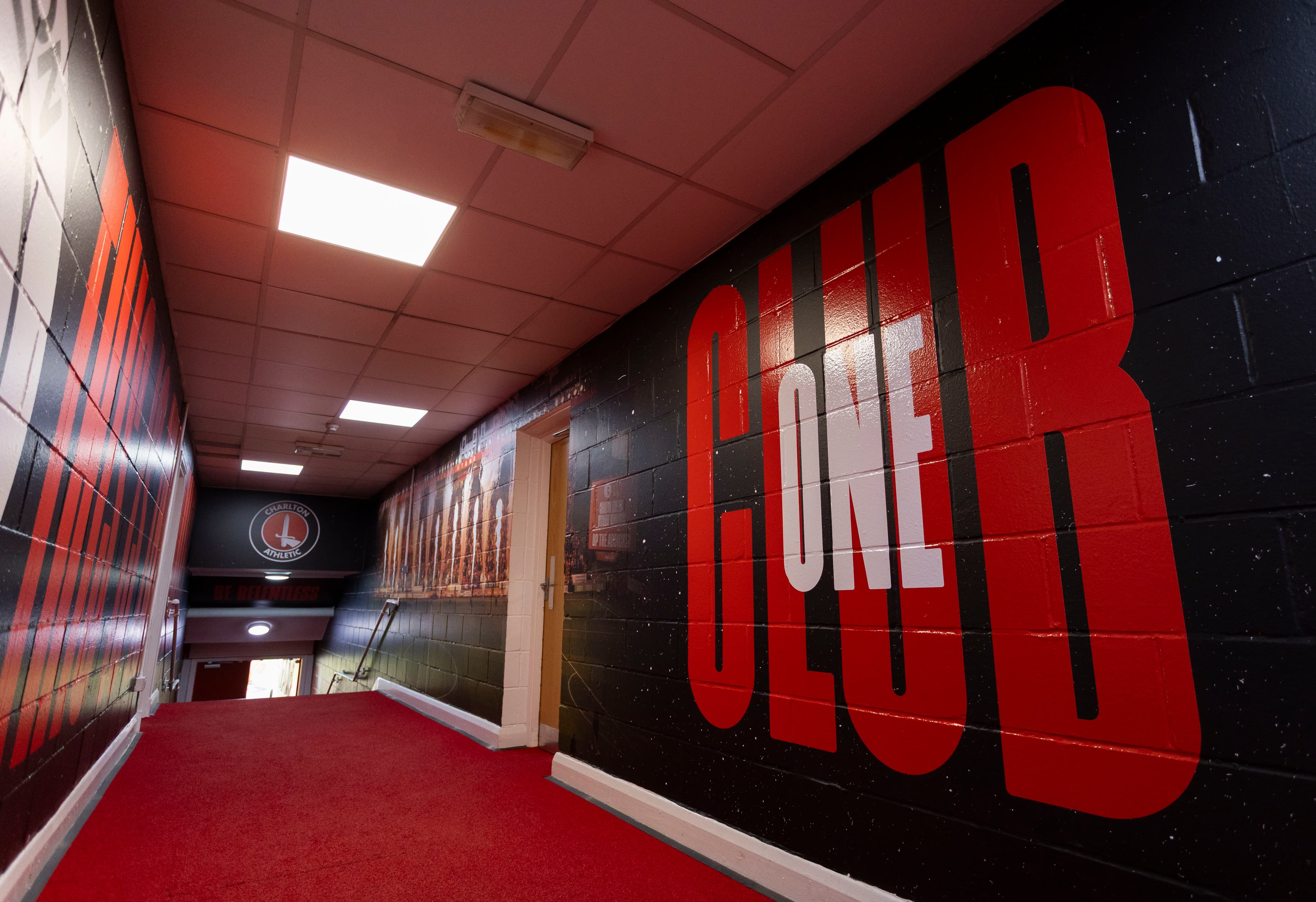 One Club wall graphic in the Charlton Athletic tunnel