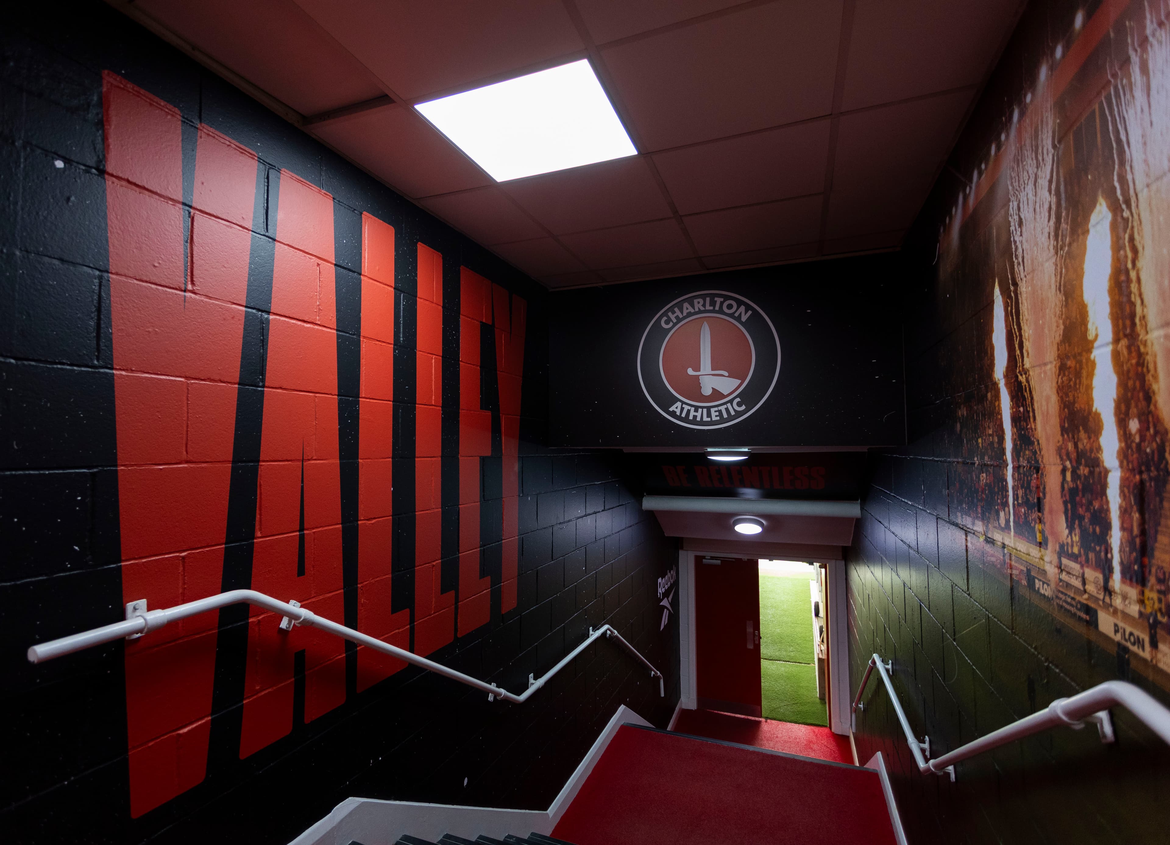 Stairwell graphics in the Charlton Athletic tunnel