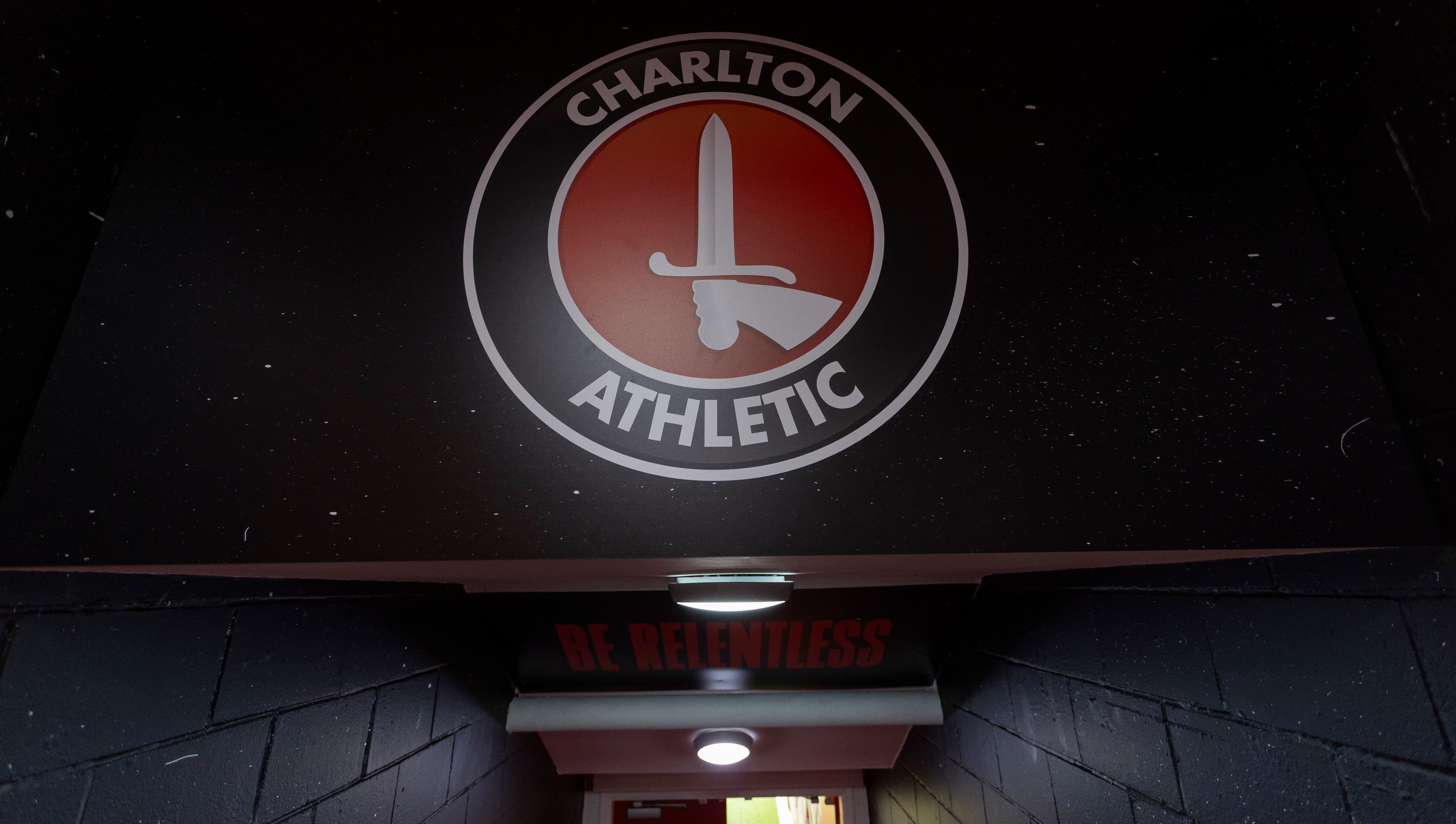 Charlton Athletic crest above the tunnel at The Valley