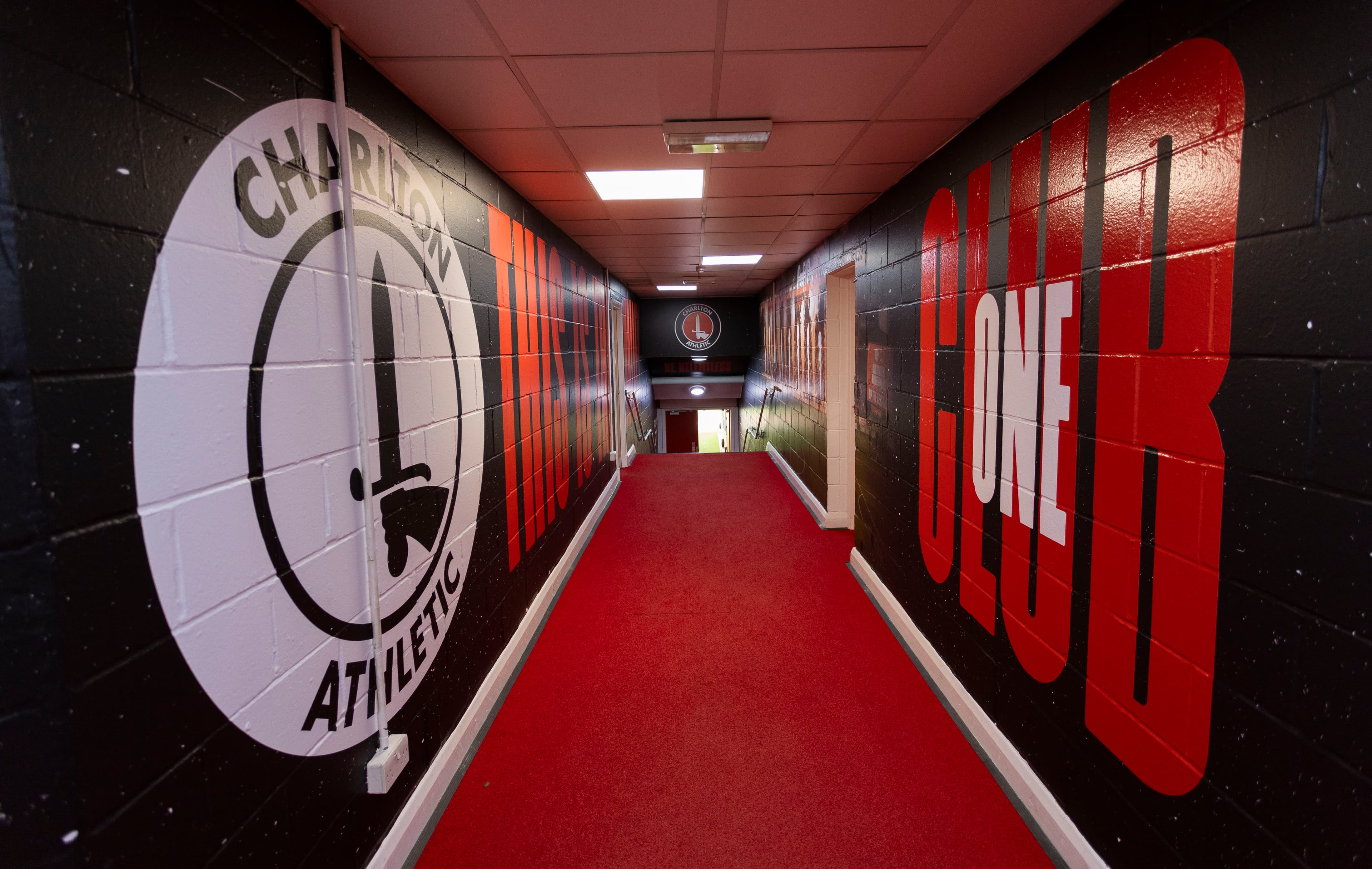 Charlton Athletic tunnel graphics at The Valley